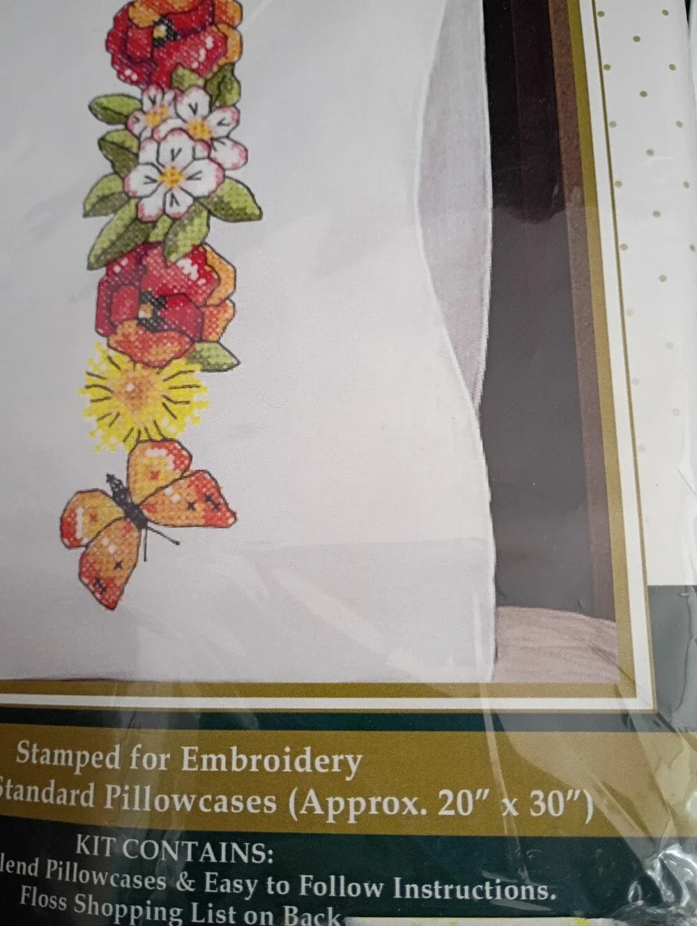 Set Of Two Embroidery Standard Pillow Cases 20 X 30
